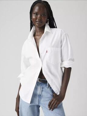 Levi's Harlie Boyfriend Shirt White Cotton Poplin